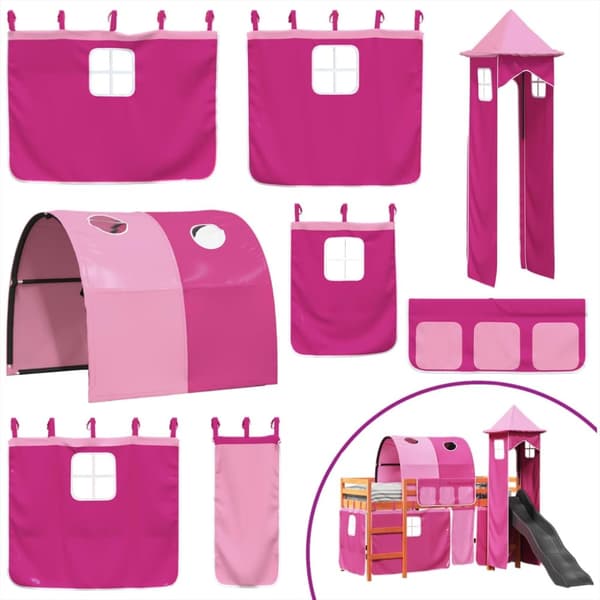 vidaXL Lasten parvisänky tornilla pinkki 80x200 cm täysi mänty