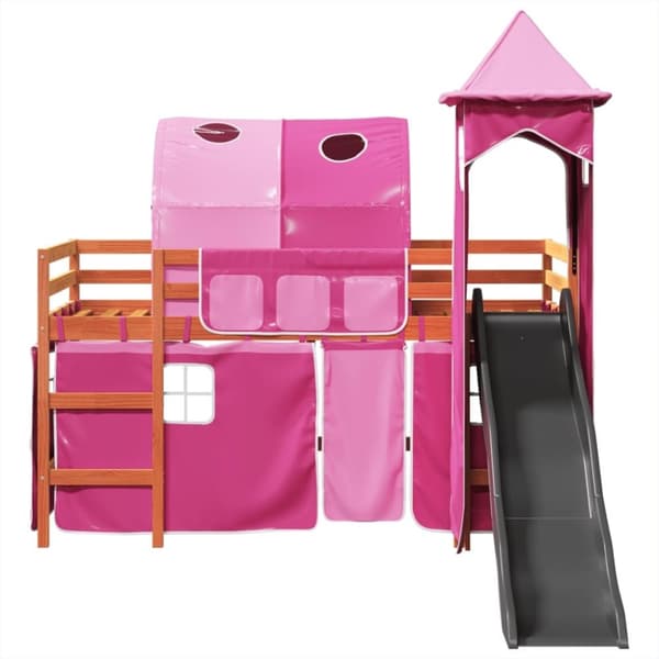 vidaXL Lasten parvisänky tornilla pinkki 80x200 cm täysi mänty