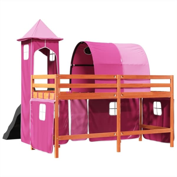 vidaXL Lasten parvisänky tornilla pinkki 80x200 cm täysi mänty