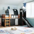 Miniatyrbillede 2 af 11: vidaXL højseng med tårn 90x200 cm massivt fyrretræ hvid og sort