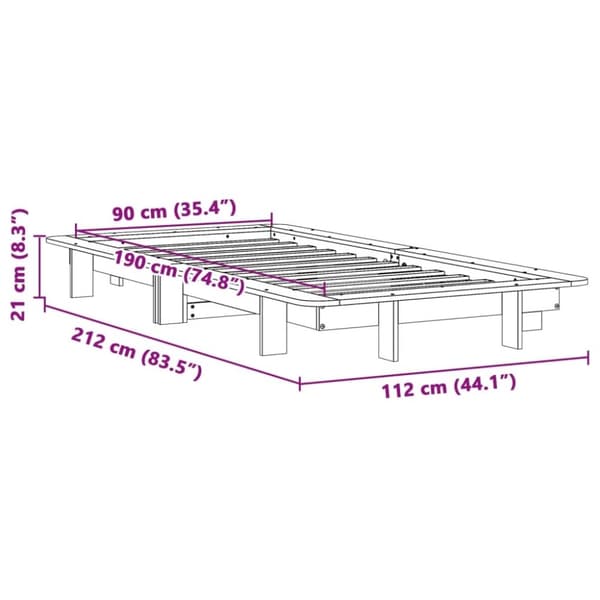 vidaXL sengeramme uden madras 90x190 cm massivt fyrretræ hvid