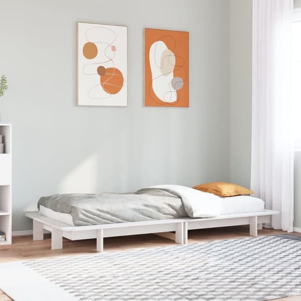 vidaXL sengeramme uden madras 90x190 cm massivt fyrretræ hvid