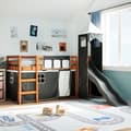 Miniatyrbild 2 av 11: vidaXL Loftsäng med torn vit&svart 80x200cm massiv furu