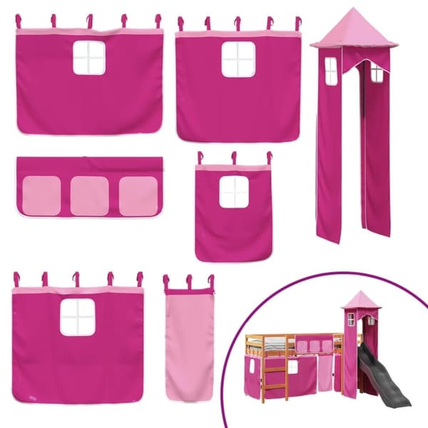 vidaXL Køyeseng for barn med tårn rosa 80x200 cm heltre furu