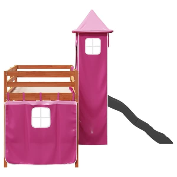 vidaXL Køyeseng for barn med tårn rosa 80x200 cm heltre furu