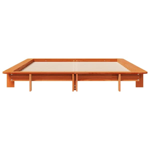 vidaXL Sengeramme uten madrass voksbrun 140x190 cm heltre furu