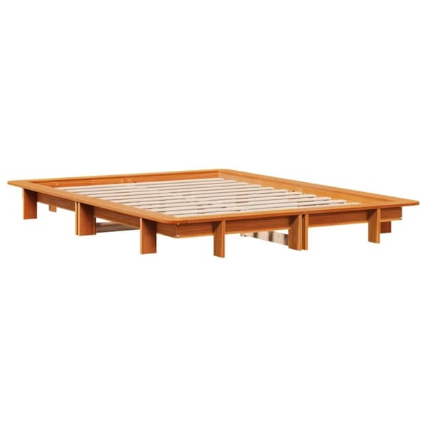 vidaXL Sengeramme uten madrass voksbrun 140x190 cm heltre furu