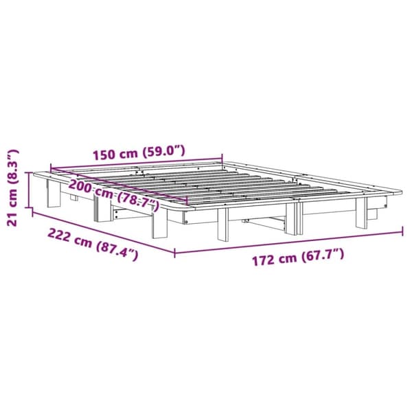 vidaXL Sengeramme uten madrass 150x200 cm heltre furu