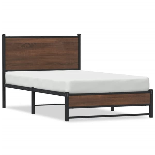 vidaXL Sengeramme i metall uten madrass brun eik 100x200 cm