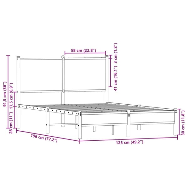 vidaXL Sengeramme i metall uten madrass sonoma eik 120x190 cm