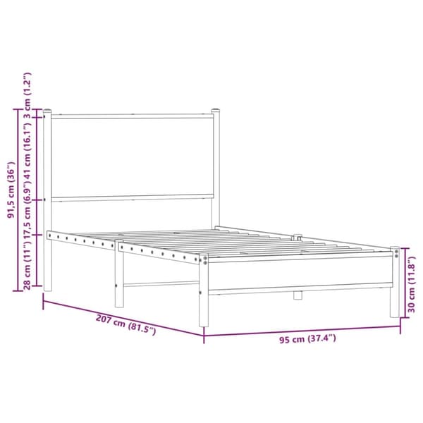 vidaXL Sengeramme i metall uten madrass sonoma eik 90x200 cm
