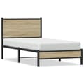 Miniatyrbilde 2 av 11: vidaXL Sengeramme i metall uten madrass sonoma eik 90x200 cm