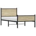 Miniatyrbilde 5 av 11: vidaXL Sengeramme i metall uten madrass sonoma eik 100x200 cm