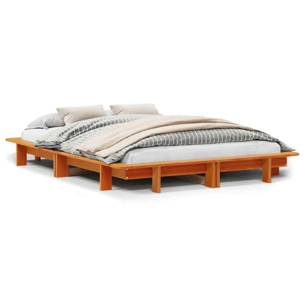 vidaXL Sengeramme uten madrass brun 135x190 cm heltre furu