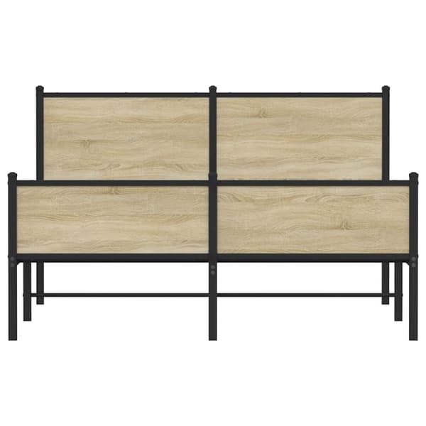 vidaXL sengeramme med sengegavl og fodgærde 137x190 cm metal sonoma-eg