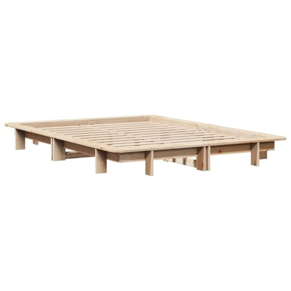 vidaXL sengeramme uden madras 135x190 cm massivt fyrretræ hvid