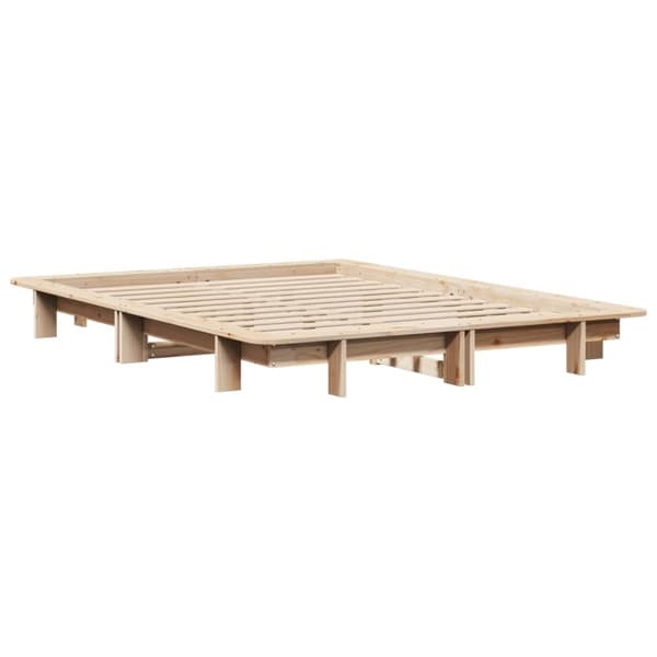 vidaXL sengeramme uden madras 135x190 cm massivt fyrretræ hvid