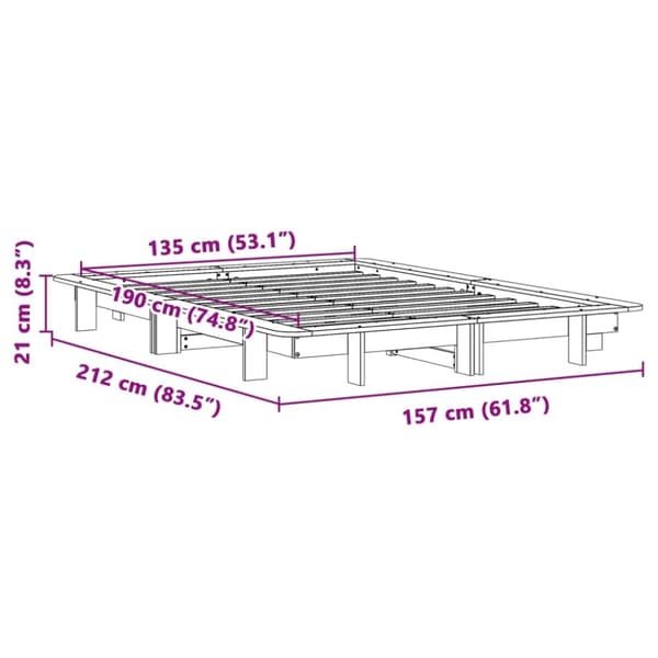 vidaXL sengeramme uden madras 135x190 cm massivt fyrretræ hvid