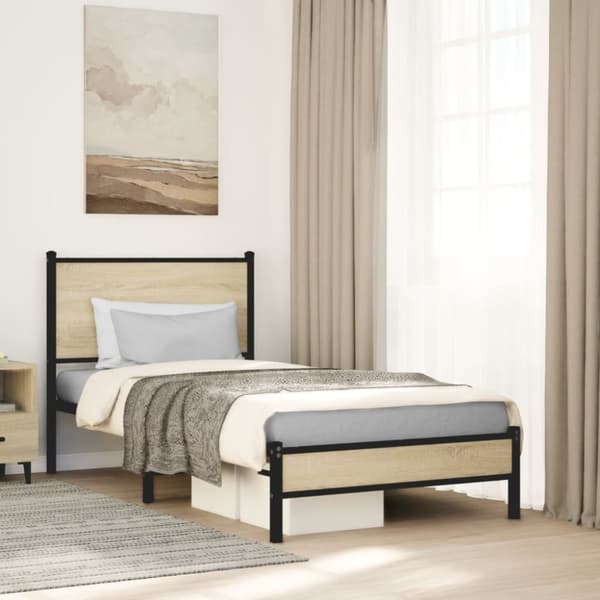 vidaXL sengeramme uden madras 80x200 cm metal sonoma-eg