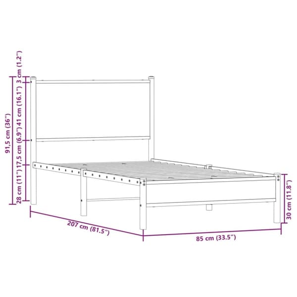 vidaXL sengeramme uden madras 80x200 cm metal sonoma-eg