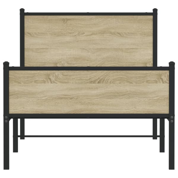 vidaXL Metallinen sängynrunko ilman patjaa Sonoma-tammi 90x190 cm