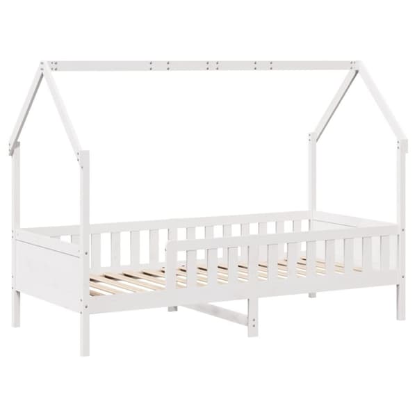 vidaXL Lasten talonmuotoinen sängynrunko valkoinen 90x190 cm mänty
