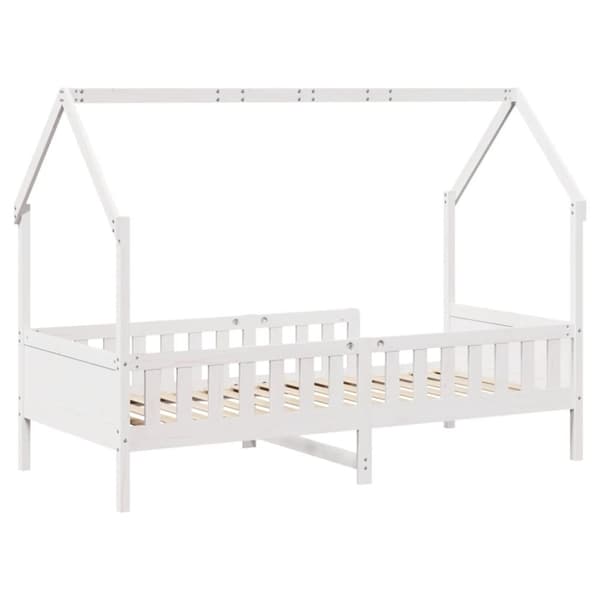 vidaXL Lasten talonmuotoinen sängynrunko valkoinen 90x190 cm mänty