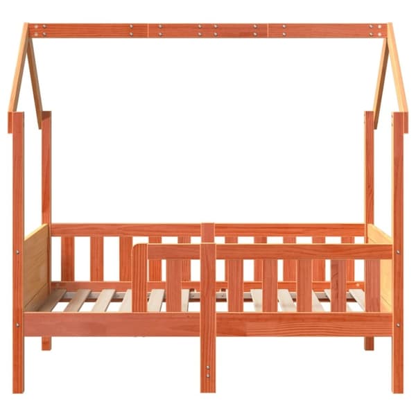 vidaXL Barneseng med tak voksbrun 70x140 cm heltre furu