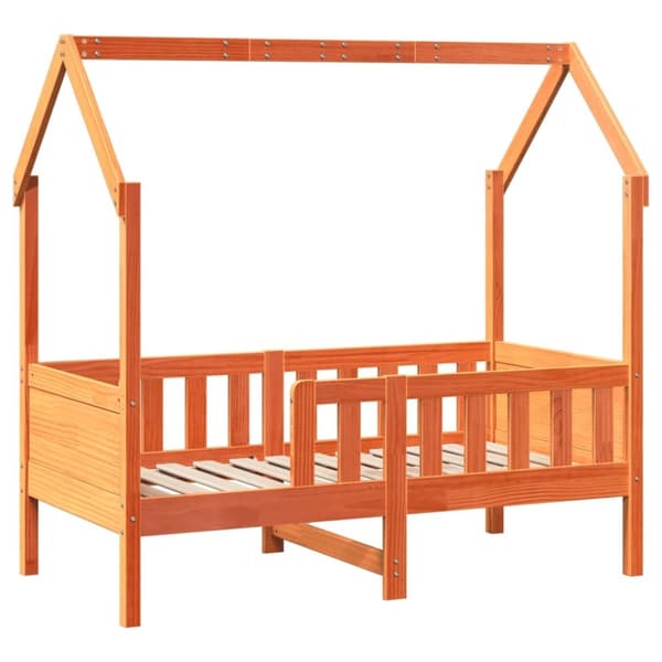 vidaXL Barneseng med tak voksbrun 70x140 cm heltre furu