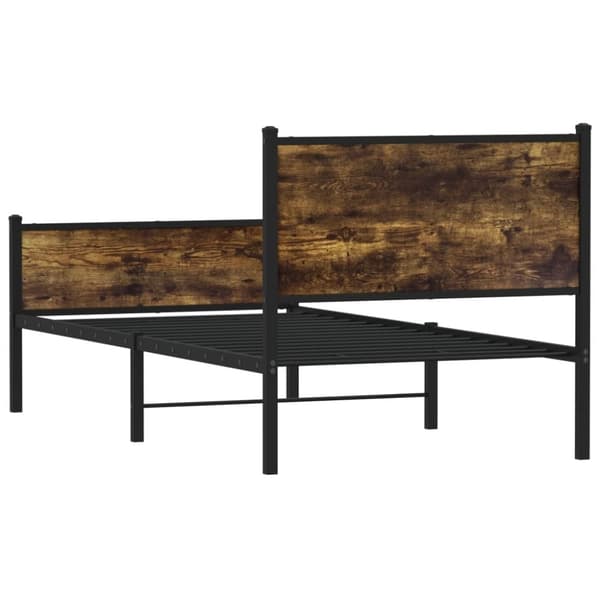 vidaXL Sengeramme i metall uten madrass røkt eik 90x190 cm