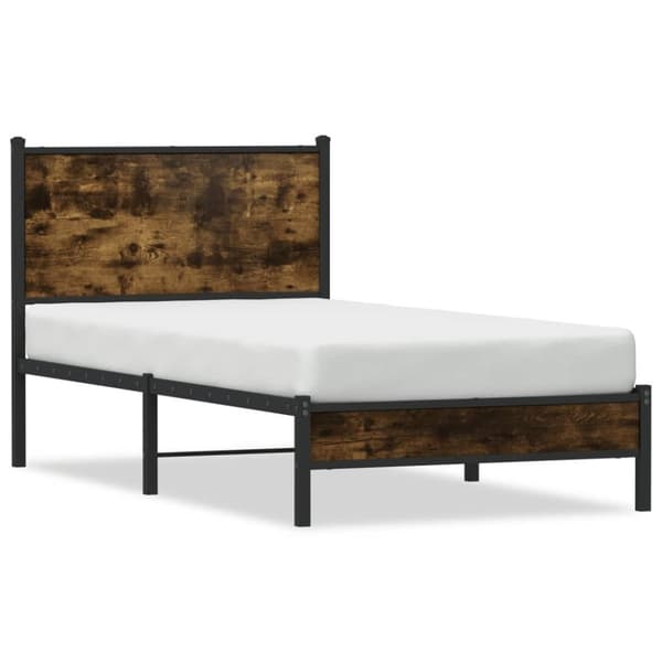 vidaXL Sengeramme i metall uten madrass røkt eik 75x190 cm