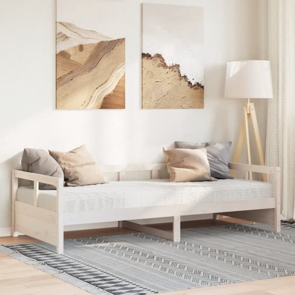 vidaXL Dagseng med madrass hvit 80x200 cm heltre furu