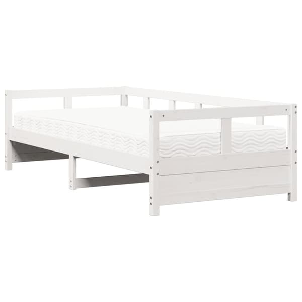 vidaXL Dagseng med madrass hvit 80x200 cm heltre furu