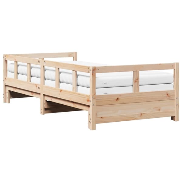 vidaXL Uttrekkbar dagseng med madrass 90x190 cm heltre furu