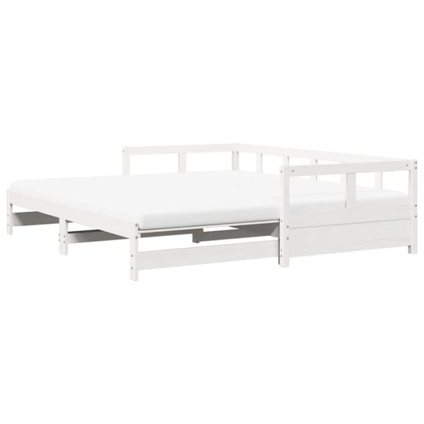 vidaXL Uttrekkbar dagseng med madrass hvit 80x200 cm heltre furu