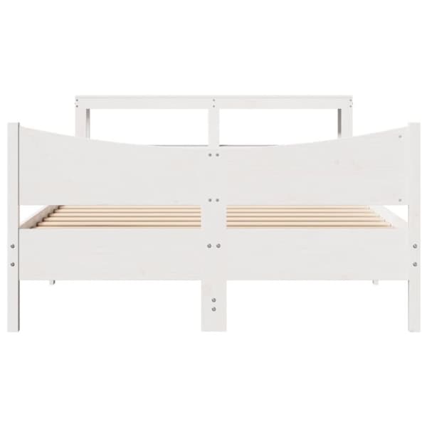 vidaXL Sengeramme med hodegavl hvit 150x200 cm heltre furu