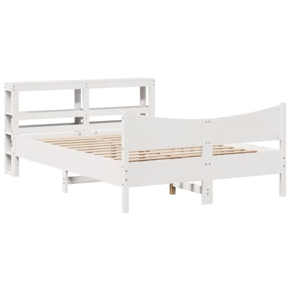 vidaXL Sengeramme med hodegavl hvit 150x200 cm heltre furu