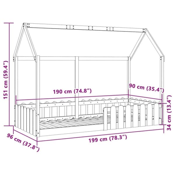 vidaXL sengeramme til husseng 90x190 cm massivt fyrretræ gyldenbrun