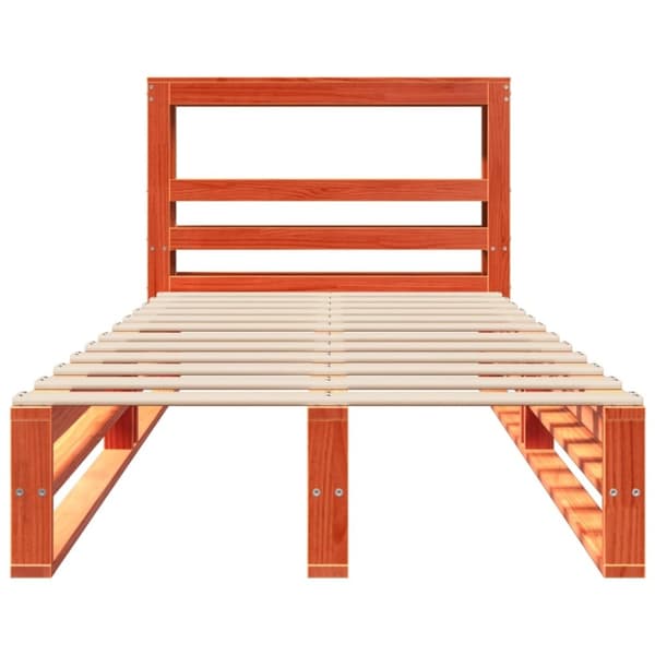 vidaXL sengeramme uden madras 90x200 cm massivt fyrretræ gyldenbrun
