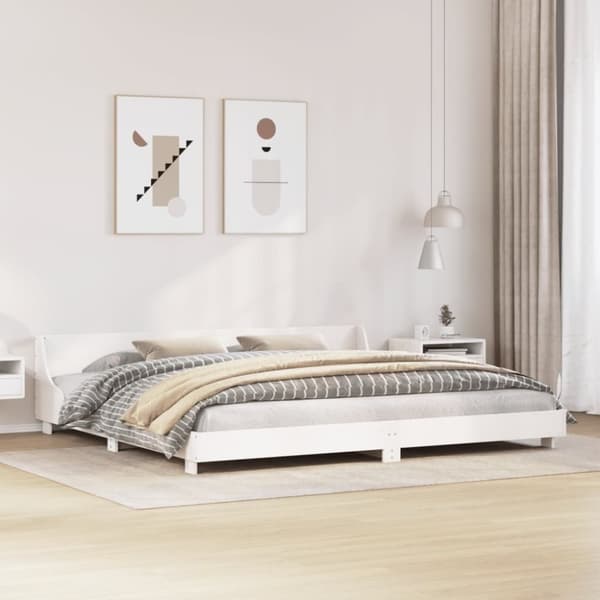 vidaXL Sängynrunko ilman patjaa valkoinen 180x200 cm täysi mänty