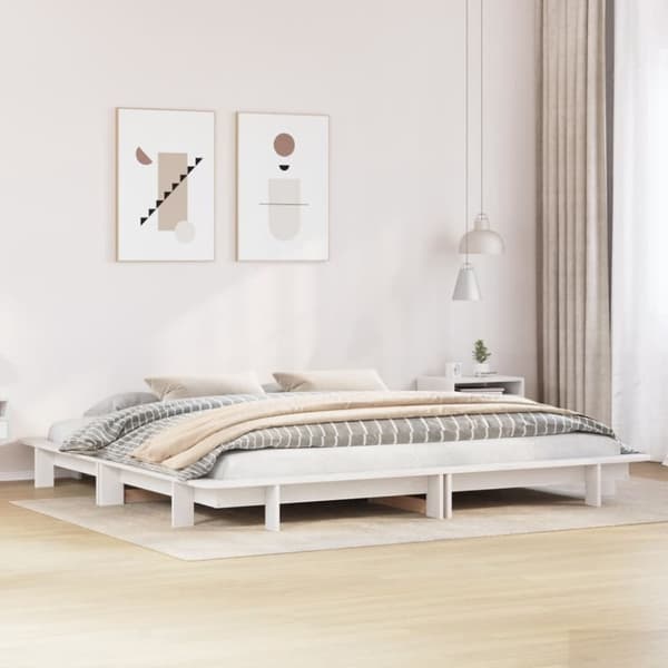 vidaXL sengeramme uden madras 160x200 cm massivt fyrretræ hvid