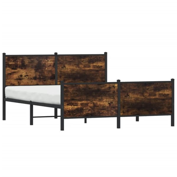 vidaXL sengeramme med sengegavl og fodgærde 137x190 cm metal røget eg