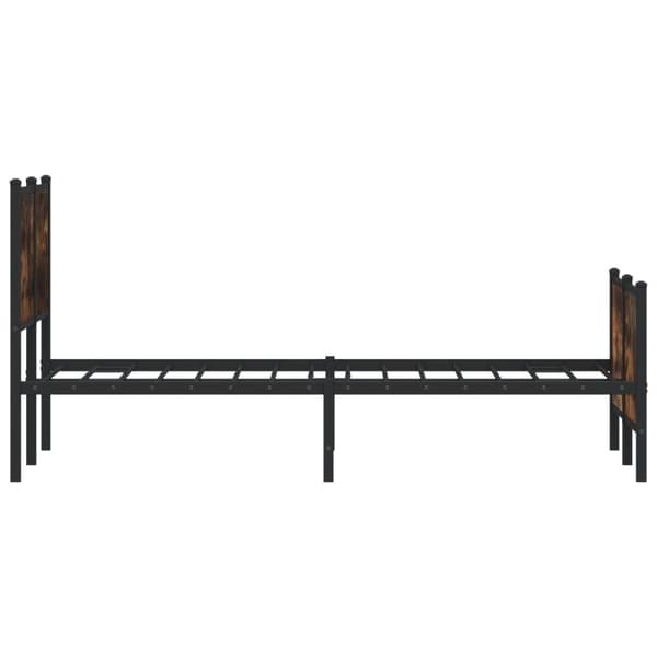 vidaXL sengeramme med sengegavl og fodgærde 137x190 cm metal røget eg