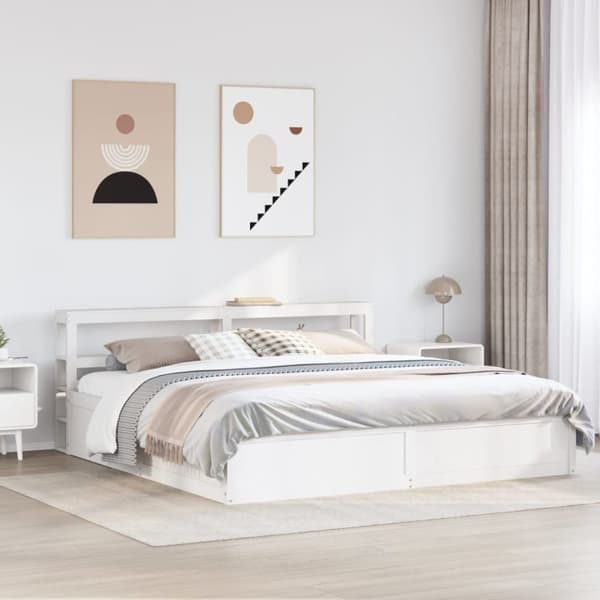 vidaXL Sengeramme med hodegavl hvit 180x200 cm heltre furu