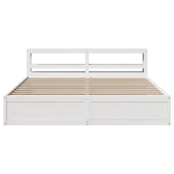 vidaXL Sengeramme med hodegavl hvit 180x200 cm heltre furu
