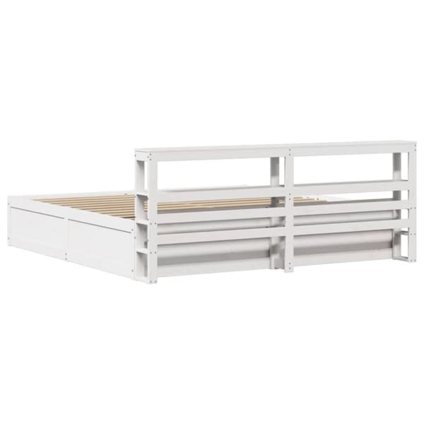 vidaXL Sengeramme med hodegavl hvit 180x200 cm heltre furu