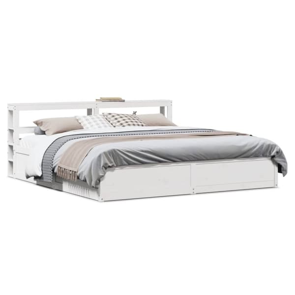 vidaXL Sengeramme med hodegavl hvit 180x200 cm heltre furu