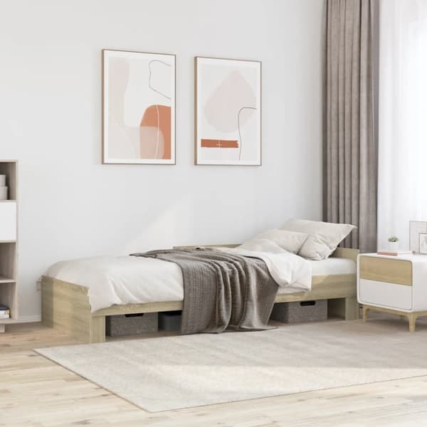 vidaXL Sengeramme uten madrass sonoma eik 90x200 cm konstruert tre