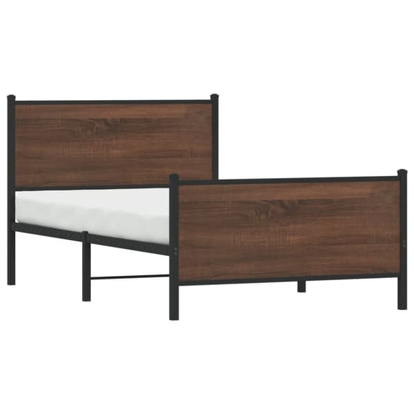 vidaXL Sengeramme i metall uten madrass brun eik 100x200 cm