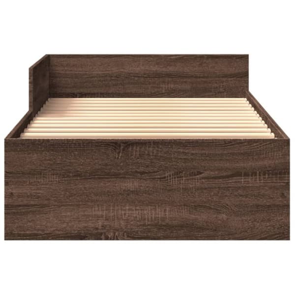 vidaXL Sängynrunko ilman patjaa ruskea tammi 100x200 cm tekninen puu